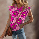Floral Print Women's T-Shirt with Statement Sleeves