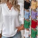 Textured Ladies' Blouse with Romantic Lace Accents