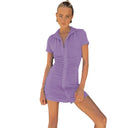 Stylish Short Sleeve Dress with Ruching and Button Accents
