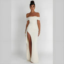 Chic Off-Shoulder Dress with High Slit Design