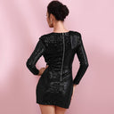 Women's Chic Wrap Party Dress with Glittering Accents