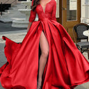 Chic V-Neck Evening Dress with Side Slit