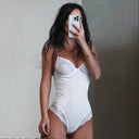 Chic Lace Bodysuit with Deep V-Neck & Delicate Straps