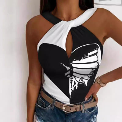 Chic Women's Bodysuit with Unique Cut-Out Design