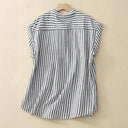 Chic Women's Striped Blouse with Button Accents