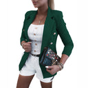 Chic Women's Blazer with Double-Breasted Design and Gold Accents