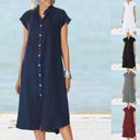 Chic Women's Button-Up Dress with Pockets