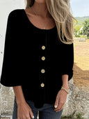 Chic Women's Blouse with Button Accents