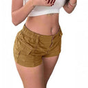 Women's Cargo Shorts with Elastic Waistband and Ample Pockets