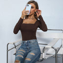 Chic Long Sleeve Square Neck Bodysuit for Women