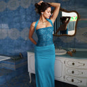 Enchanting Lace Accented Evening Dress for Women
