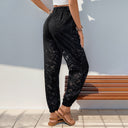 Floral Velvet Women's Pants with Elastic Waist