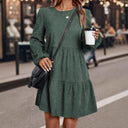 Women's Stylish Dress with Ruffled Hem and Puffed Sleeves