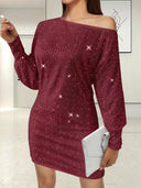 Chic Asymmetrical Mini Dress with Glamorous Sparkle