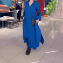 Chic Women's Shirt Dress with Flowing Design and Side Pockets
