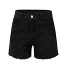Trendy High-Waisted Denim Shorts with Frayed Detail