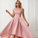 Chic Asymmetrical Satin Evening Dress with Pleats