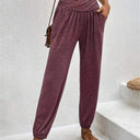 Women's Relaxed Fit Pants with Wide Waistband and Side Pockets