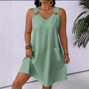 Stylish Women's Dress with Pockets and Thin Straps