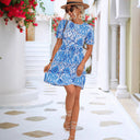 Floral Print Dress with Elastic Waistband for Women