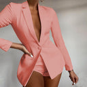 Chic Women's Blazer Jumpsuit with V-Neck Design