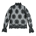 Ladies Sheer Lace-Detail Blouse