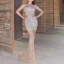 Rhinestone-Embellished Evening Dress for Women