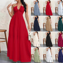 Flowing Maxi Dress with Deep Neckline for Women