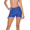 High-Waisted Women's Swim Shorts with Stylish Gatherings
