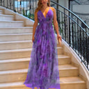 Chic Maxi Dress with Deep V-Neck and Flowing Layers