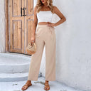 High-Waist Drawstring Pants for Women - Chic Wide-Leg Design