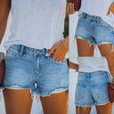High-Waisted Destroyed Denim Shorts with Fringes
