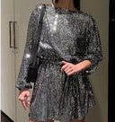 Chic Lurex Cocktail Dress with Adjustable Waist