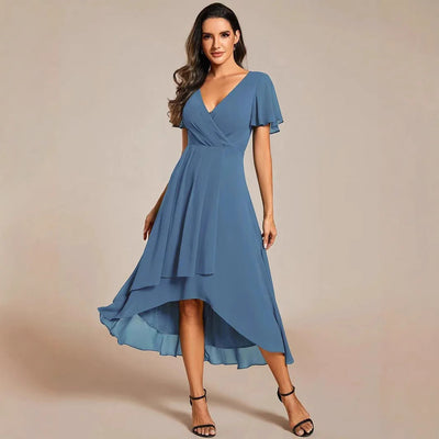 Chic Asymmetric Hem Women's Wrap Dress