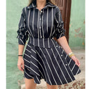 Chic Women's Asymmetrical Stripe Shirt Dress