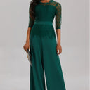 Chic Women's Lace Sleeve Jumpsuit with Wide Leg