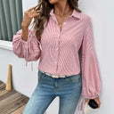 Trendy Striped Women's Blouse with Statement Sleeves