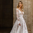 Lace-Embellished V-Neck Women's Wedding Dress