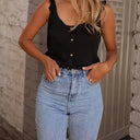 Stylish Women's Blouse with Button Placket & Ruffles