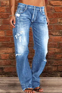 Trendy Used Look Women's Loose Jeans