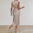 Chic Midi Dress with Refined Gatherings for Women