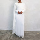Glamorous Women's Long Sleeve Draped Dress with Flowing Silhouette