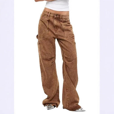 Adjustable Waist Women's Cargo Jeans