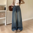 Chic High-Waist Wide Leg Jeans with Button Detail