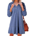 Stylish Women's Denim Dress with Chic Cut