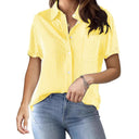 Chic Women's Short Sleeve Striped Blouse