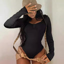Chic Ruffle Long Sleeve Bodysuit for Women