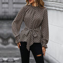 Chic Women's Blouse with Tie Belt and Long Sleeves