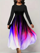 Chic Maxi Dress with Gradient Design and Long Sleeves