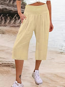 Chic Women's Culottes with Stretchy Waist and Pockets
